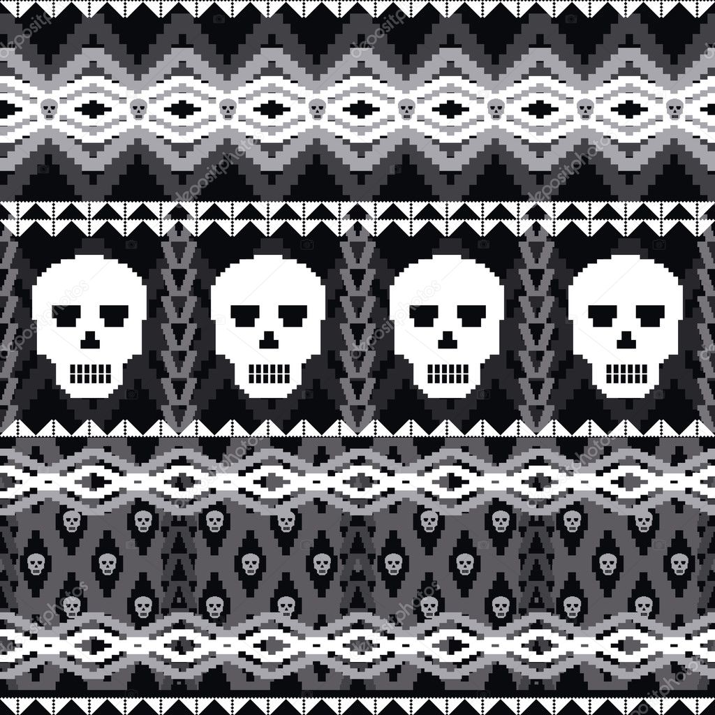 Skulls ornamental pattern