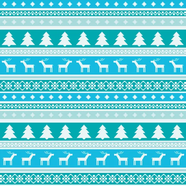 Modèle d'hiver avec des arbres de Noël et des cerfs — Image vectorielle