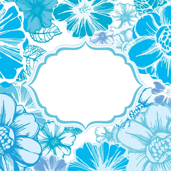 Blauwe bloemen kaart — Stockvector