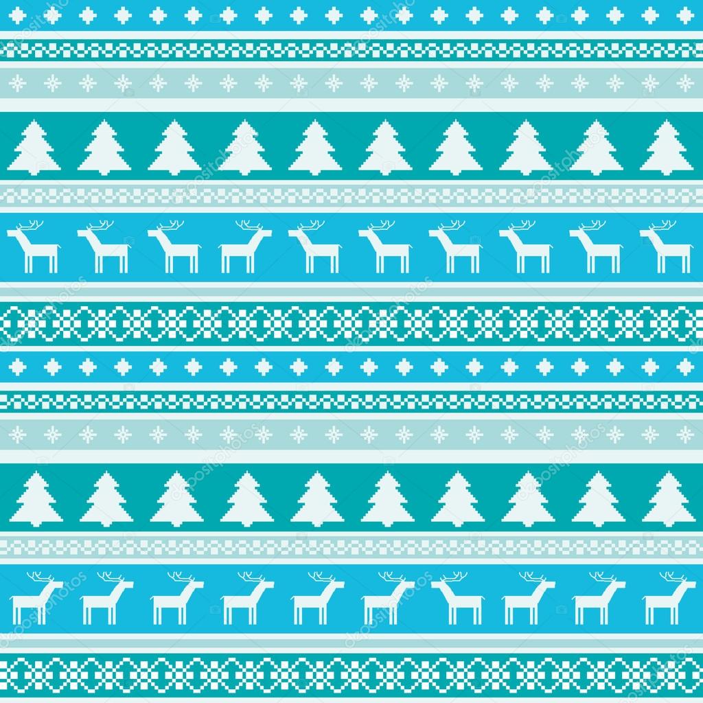 Winter pattern with christmas trees and deers
