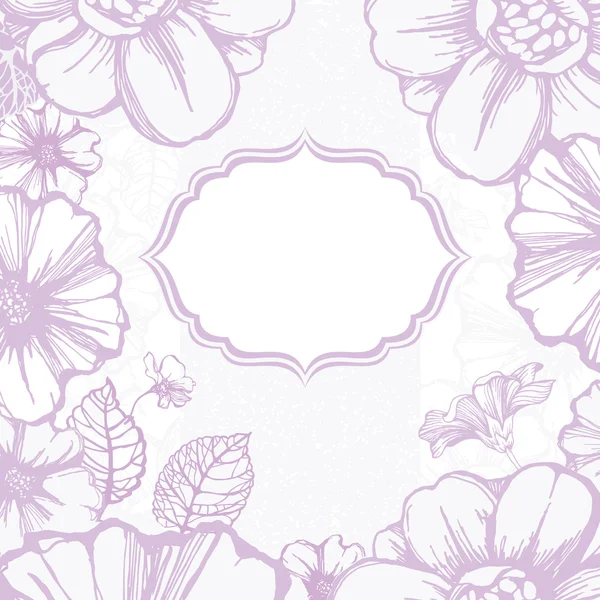 Tarjeta floral con flores decorativas — Vector de stock