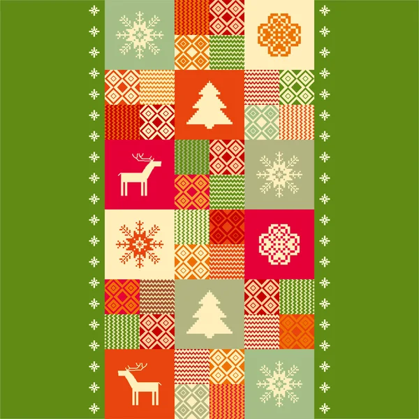 Fondo patchwork Navidad — Vector de stock