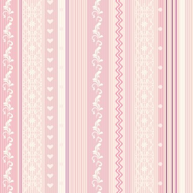 Ornamenral pink striped wallpaper