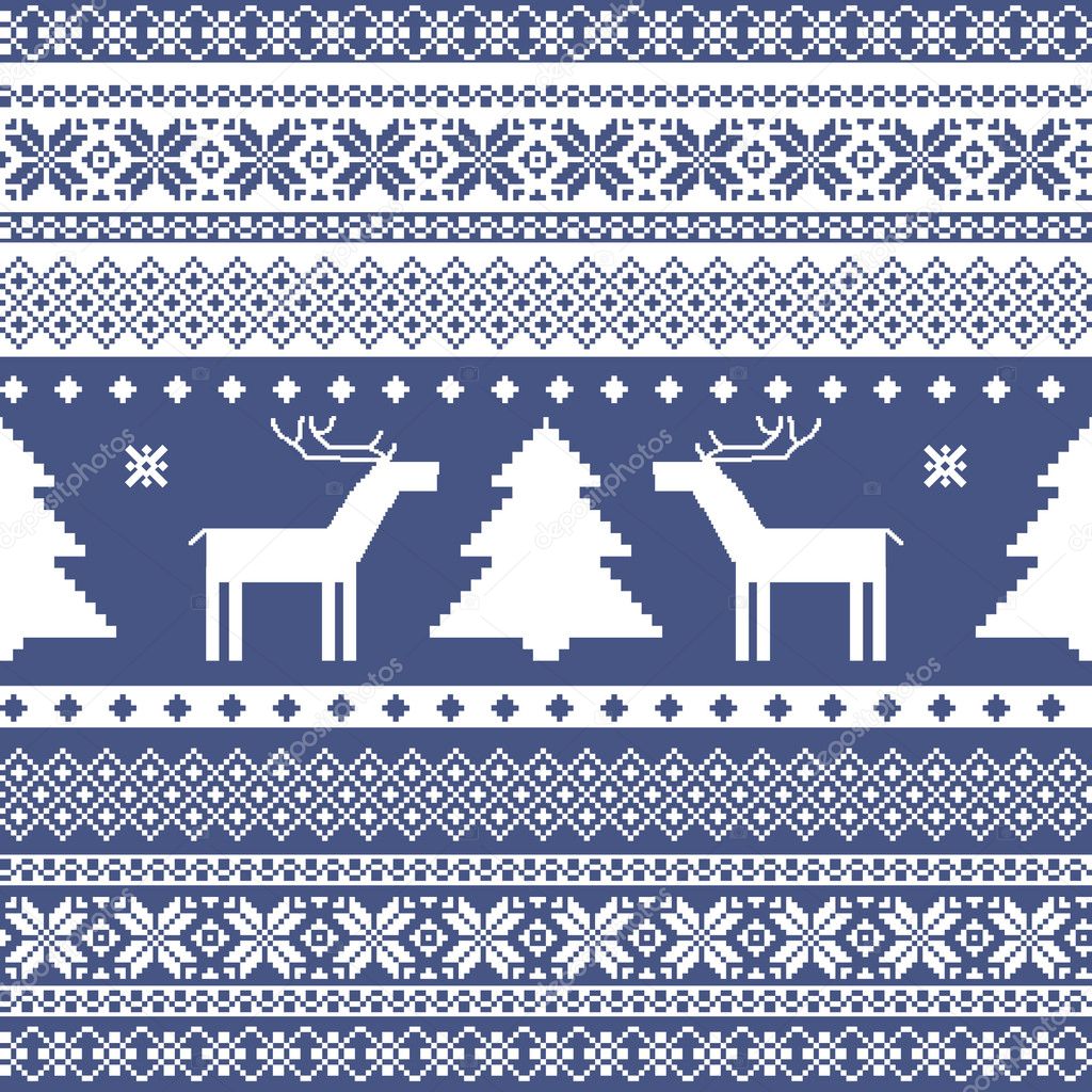 Seamless knitted christmas pattern