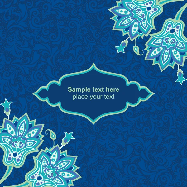 Mavi çiçekli kart şablonu