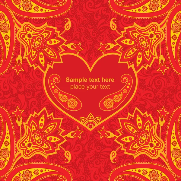 kalp ve çiçek kırmızı dekoratif kartı