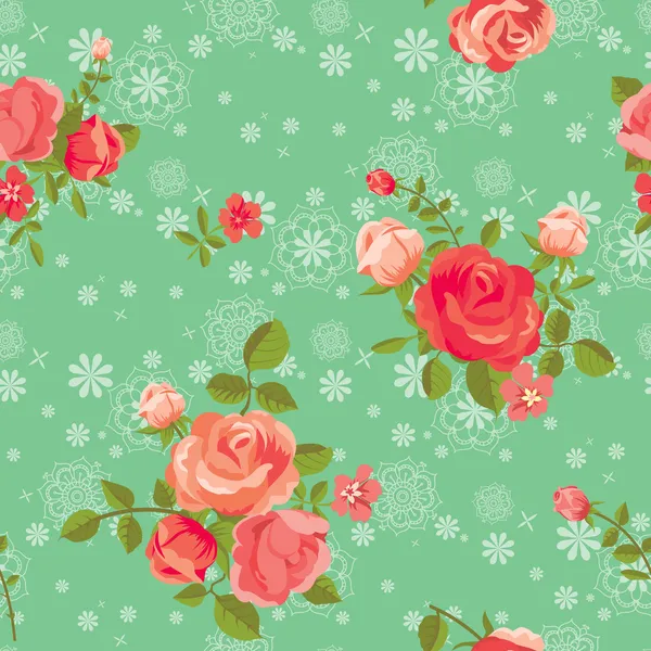 Blooming roses seamless pattern — Stock Vector