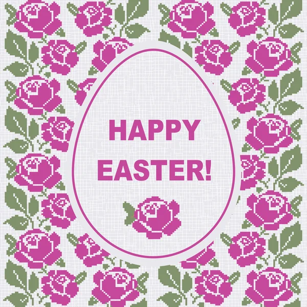 Easter card template with pink flowers — Stock Vector