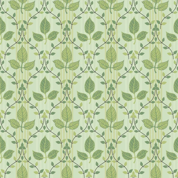 緑の葉のシームレスな装飾的なパターン — ストックベクタ