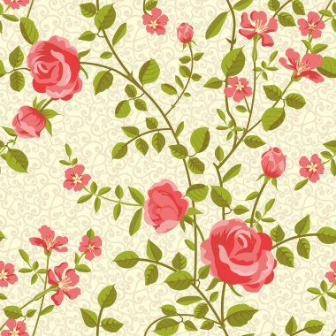 çiçek açan güller seamless modeli