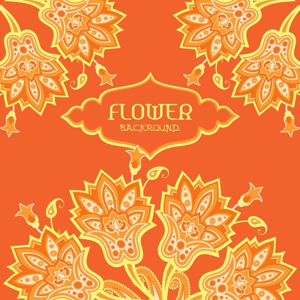 Fondo de flores decorativas naranja — Vector de stock