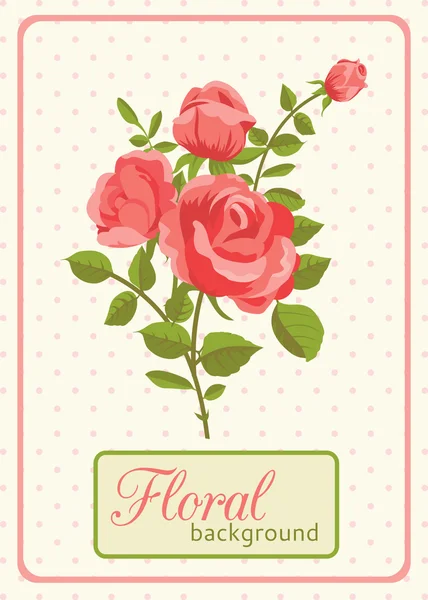 開花のバラの花の背景グリーティング カード — ストックベクタ
