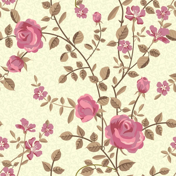 Floral seamless pattern of blooming roses — Stock Illustration Floral seamless pattern of blooming roses Royalty Free Stock Illustrations