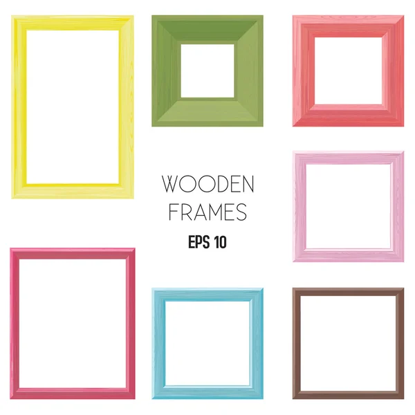 Wooden frames color set — Stock Vector