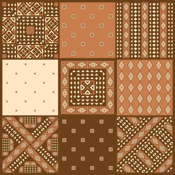 Conjunto de patrones ornamentales de estilo africano — Archivo Imágenes Vectoriales
