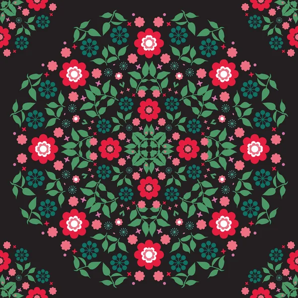 Flores en fondo negro — Vector de stock