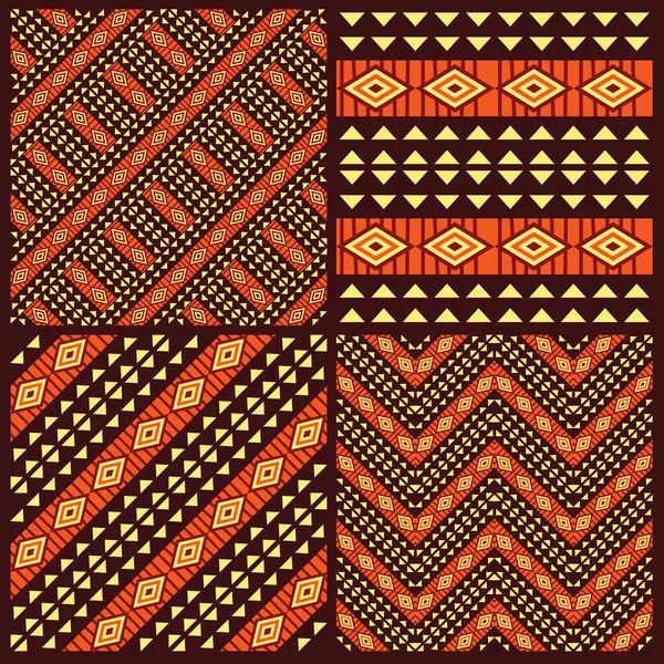 Set of tribal african seamless patterns — Stock Vector