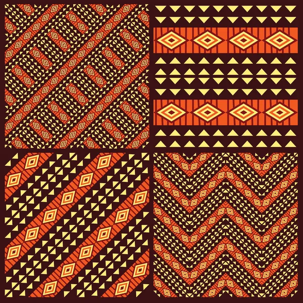 Conjunto de padrões tribais africanos sem costura —  Vetores de Stock