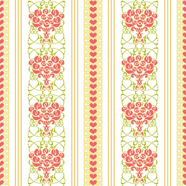 Roses and hearts seamless pattern — Wektor stockowy