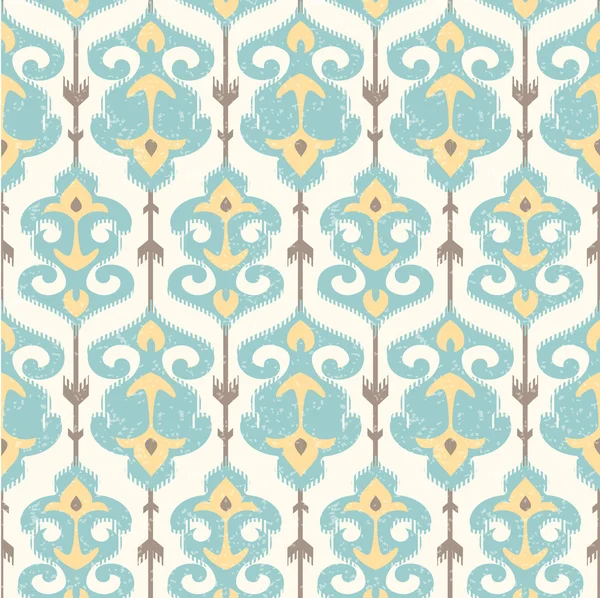 Patrón de damasco Ikat en colores pastel — Vector de stock