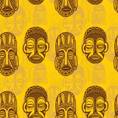 Pattern of tribal masks clipart