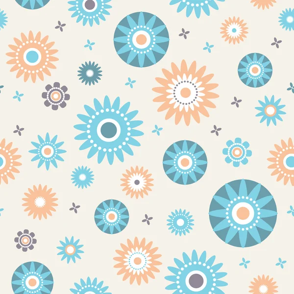 Decoratiive stars and flowers seamless pattern — Stock Vector
