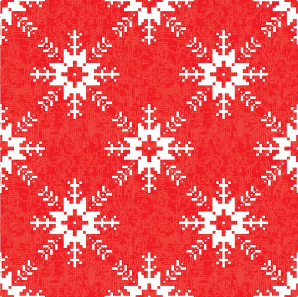 Sfondo rosso di Natale con fiocchi di neve — Vettoriale Stock