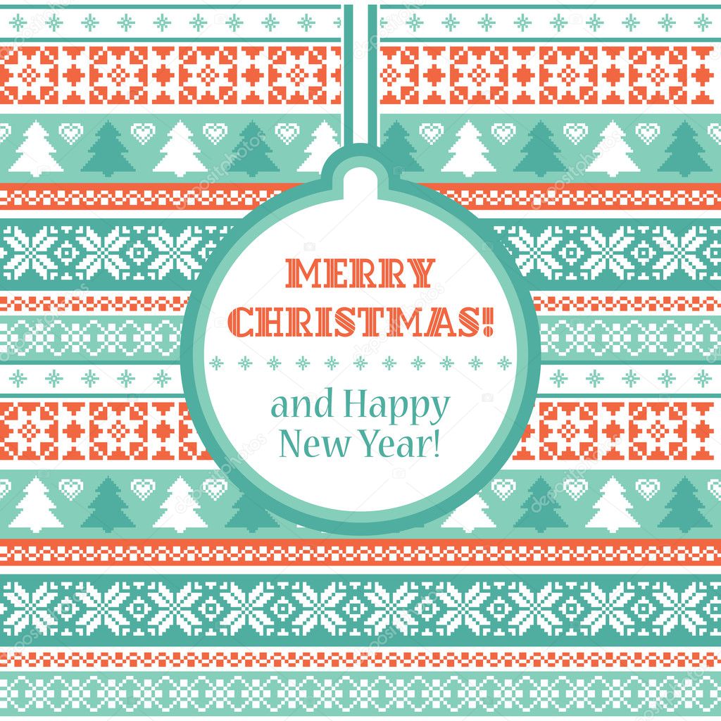 Christmas card with traditional ornaments