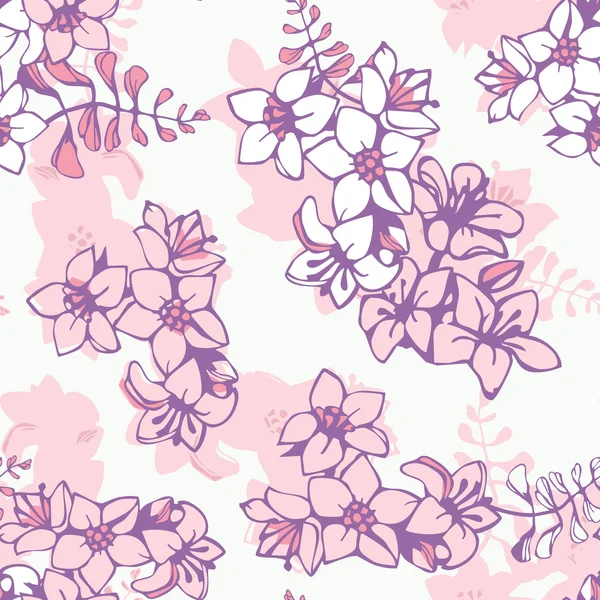 Modèle floral sans couture de fleurs roses — Image vectorielle