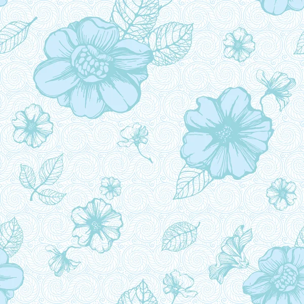 Patrón floral azul claro — Vector de stock