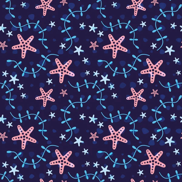 Deniz yıldızı ile desen — Stok Vektör