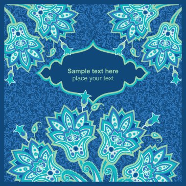 Mavi çiçekli kart şablonu