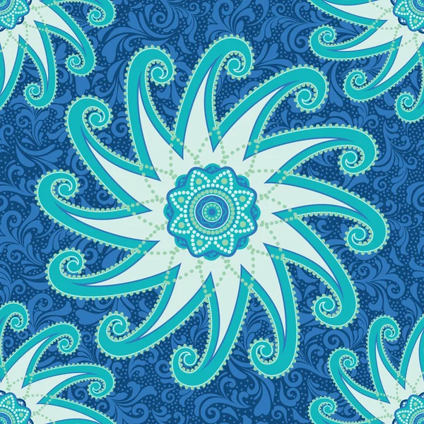 青色で装飾的なパターン — ストックベクタ