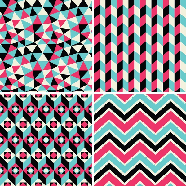 レトロなスタイルで幾何学的なパターンのセット — ストックベクタ