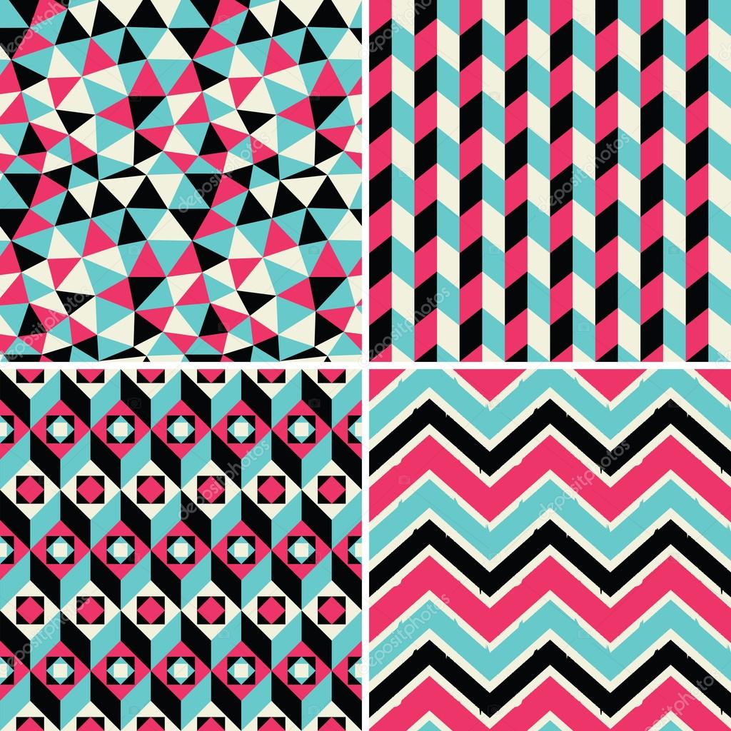 Set of geometric patterns in retro style