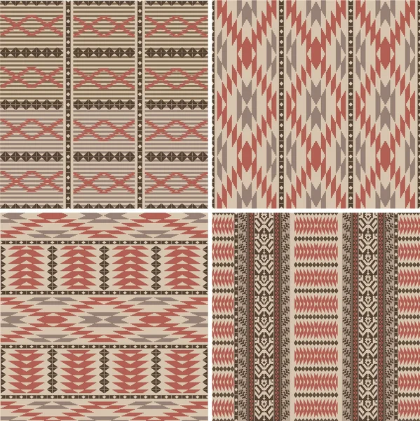 Conjunto de padrões ornamentais geométricos abstratos em estilo étnico — Vetor de Stock