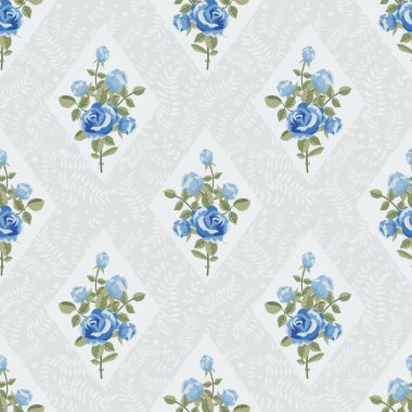 Mavi güller ile klasik duvar kağıdı