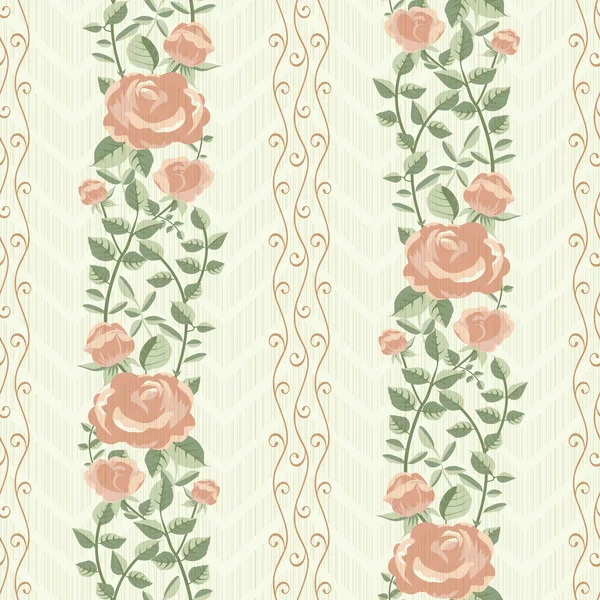 Vintage patroon met bloomen rozen — Stockvector