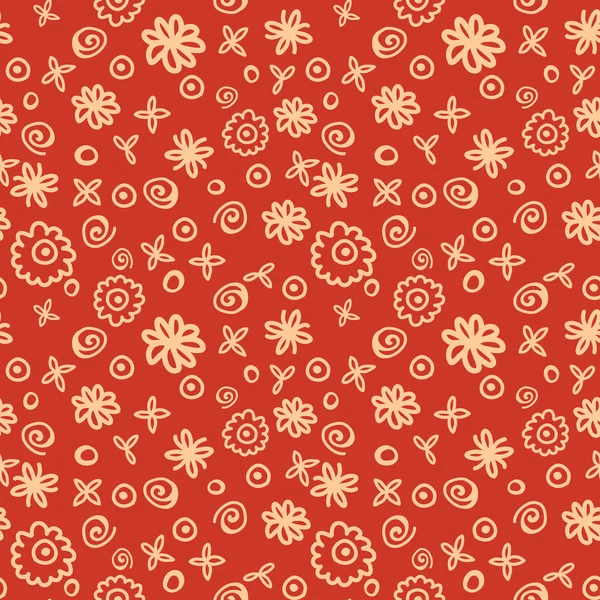 落書きの花飾りのシームレスなパターン — ストックベクタ