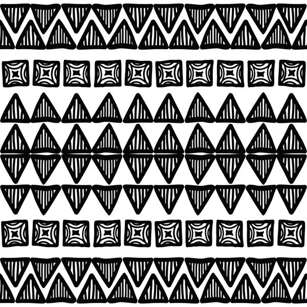 Tribal prydnad seamless mönster i svart och vitt — Stock vektor