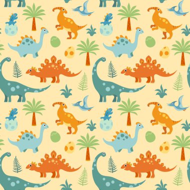 Dinozor renkli vektör pürüzsüz desen