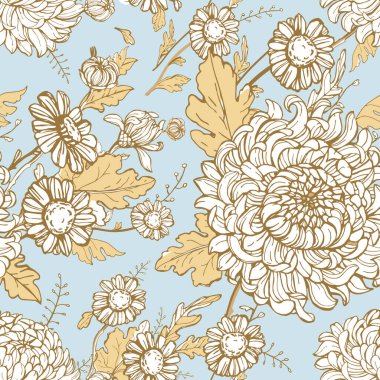 Sonbahar çiçekleri, kasımpatılar kusursuz desenler.