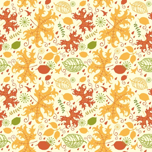 Fall Leaves Seamless Pattern Autumn Floral Background — Stock Vector