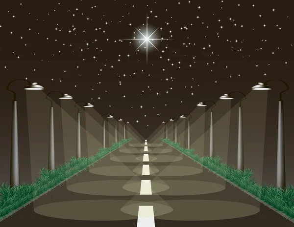 The Highway at Night — Stock Vector