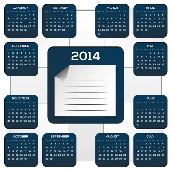 Dunkelblauer Kalender für das neue Jahr — Stockvektor