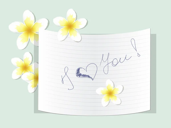 Plumeria avec une note sur l'amour — Image vectorielle