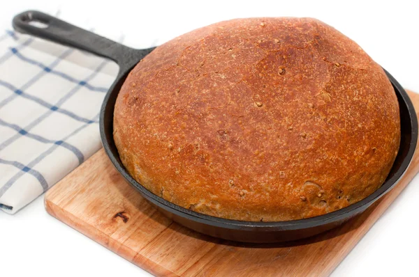 Homemade bread in frying pan — Stock Photo, Image