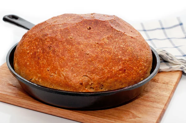 Homemade bread in frying pan