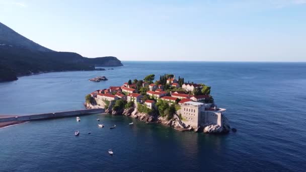 Beautiful island on the southern European coast from drone — Video Stock