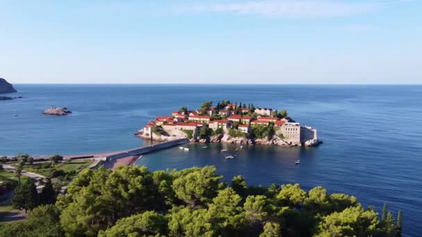 Aerial view of island with old history — Stockvideo